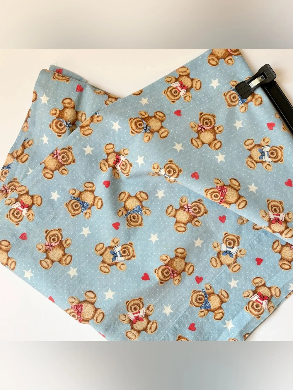 Vintage Light Blue Teddy Bear Print Curtain Valance